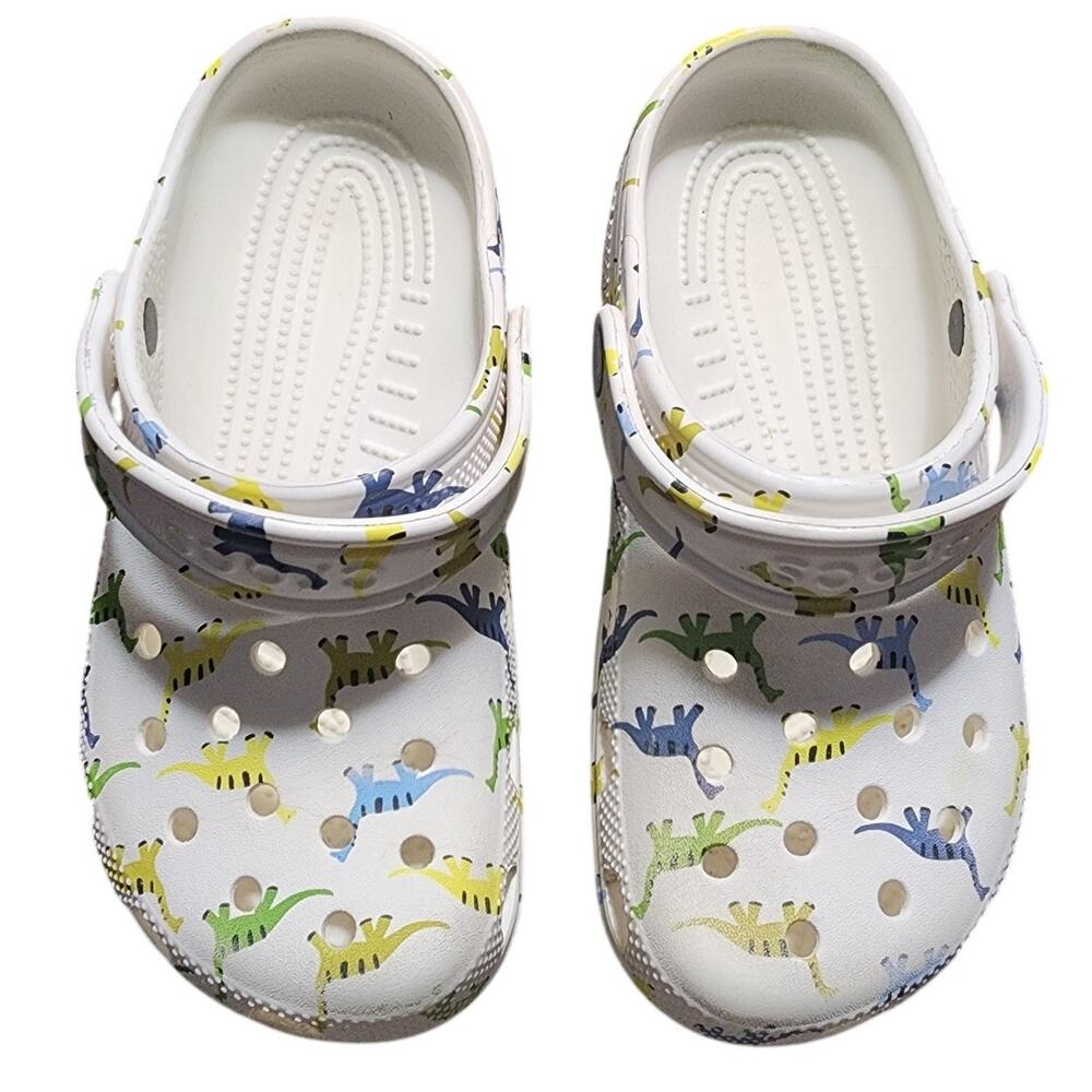 Crocs Unisex Slip-Ons Classic Character Dinosaur Print Clog Size J3